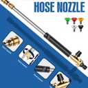 Upgraded Jet Nozzle Power Washer Wand Hose Nozzle, Adjustable Hydro Nozzle Wands 18-33 inch, Jet High Pressure Water Hose Sprayer with 5 Tips for Garden, Patio, Floor & Car, Black