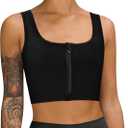 LEINIDINA Chest Binder Tomboy Transgender FTM Square Collar with Front Zipper Binder Bra Tank Top (Small, Black)