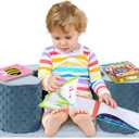 Baby Sit Up Pillow, Foam Floor Seat Support for Balance, Soft Infant Sitting Ring for Babies, Toddlers (Blue and White)