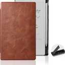 CoBak Case for Remarkable Paper Pro Move 7.3 inch 2025, Hard Back Shell Protective Lightweight Auto Wake/Sleep Smart Folio Cover with Built-in Pen Holder and Nibs Holder (Brown)