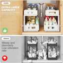 2 Packs 19IN Depth Under Sink Organizer, 2-Tier Pull Out Cabinet Organizer With Smooth Circular Rail, Large Capacity Metal Mesh Sliding Drawers For Bathroom& Kitchen Storage,Height Adjustable –White, 2 Pack-19"Dx11.6"-16.7" H