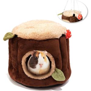 Guinea Pig Hideout Hamster Cage Accessories,Stump Style Soft Washable Hedgehog,Ferret,Rat Hammock for Cage,Chinchilla,Ferret, Bunny Bed,Small Animal Houses & Habitats(M)