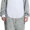 Unisex Adult Onesie Pajamas Animal Cosplay Halloween Costume One Piece Plush Sleepwear Homewear (Medium, White)