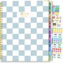 Teacher Planner 2026-2027, Jul 2026-Jun 2027 Academic Year, 8.5" x 11" Lesson Planner Book for Teacher Calendar, Spiral Bound Planners, Colorful Monthly Tabs, Planning Stickers, BlueCheckered