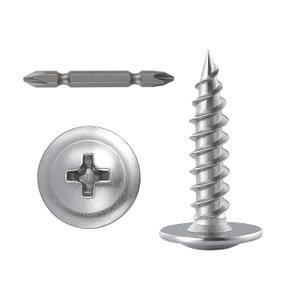 (300 pcs)#83/4" Phillips Truss Head Wood Screws Stainless Steel 410 Quick Metal Self Tapping (Silver)