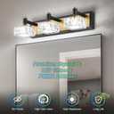3-Light Bathroom Light Fixtures Over Mirror, Dimmable LED Bathroom Vanity Light with Crystal Shade, Black and Gold Modern Wall Sconce Light, Bathroom Lighting Fixtures Over Mirror, Bath Lamp