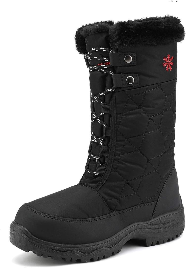 DREAM PAIRS Women's Warm Faux Fur Lined Mid-Calf Winter Snow Boots (7, Goose/Black)