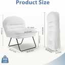 DUMOS Comfy Saucer Chair,PU Leather Foldable Chairs for Bedroom, Living Room, Dorm & Gaming, Small Foldable Fashion Floor Chair with Back Support for Small Spaces Adults, Snow White