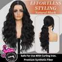 Synthetic Lace Front Wigs Pre Plucked 13x4 HD Lace Black Wigs For Black Women 26 Inch Long Wavy 100% Futura Premium Wig Ready to Wear Beginner Friendly Daily Party Use