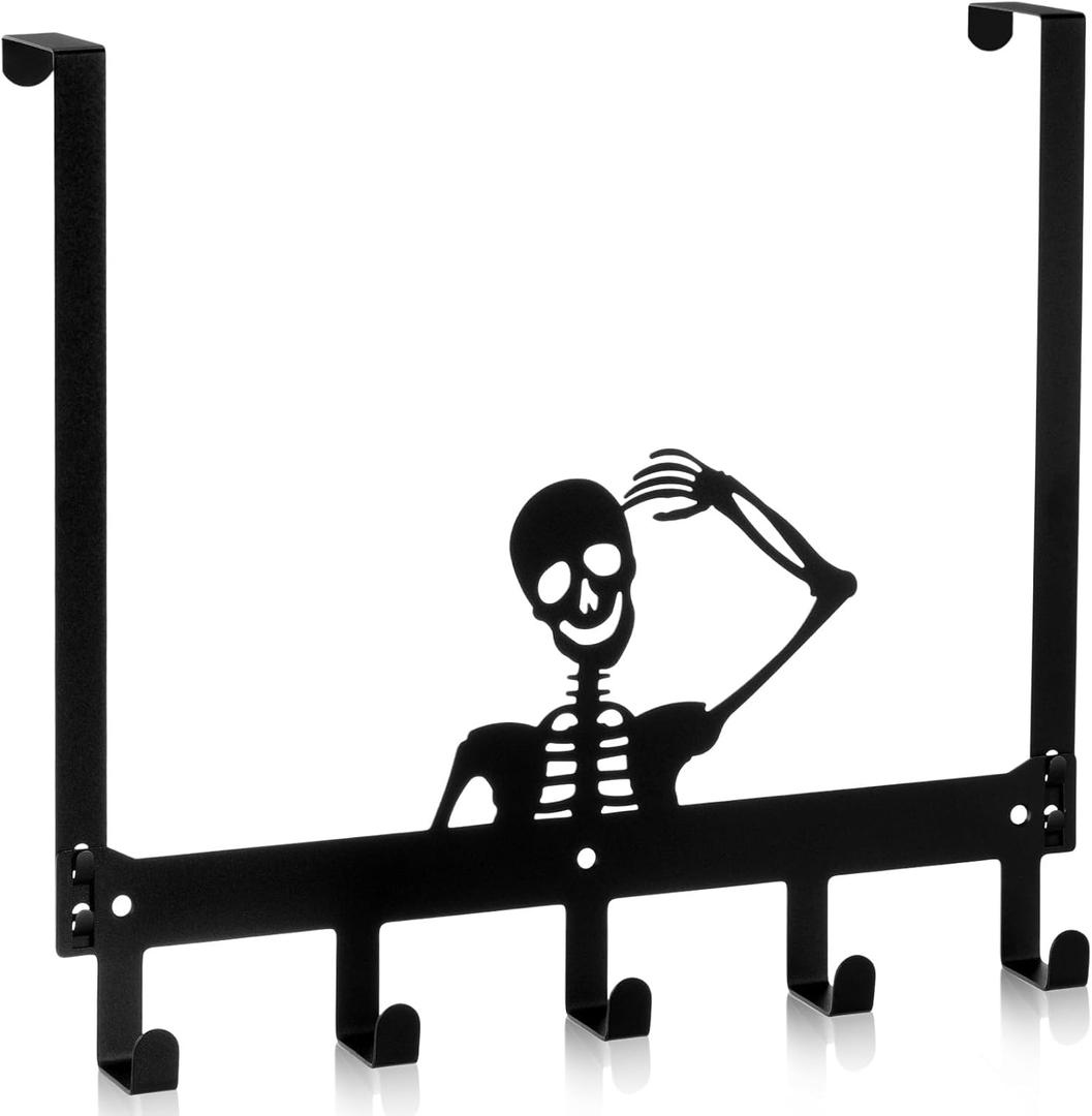 Moxweyeni Skeleton Over The Door Hooks Heavy Duty Organizer Rack for Towel Wall Mount Bathroom Decor Door Hanger Hooks for Hat Coat Cloth Keychain Bag