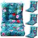 Hoteam 4 Set Outdoor Patio Chair Cushions 20 x 42 in Deep Seat Waterproof Patio Cushions Set for Furniture Replacement Removable Seat and Back (Palm)
