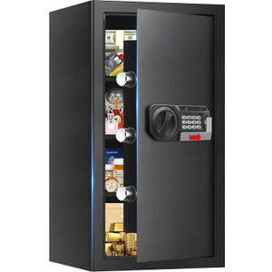 6.2 Cuft Large Fireproof Safe for Documents, Digital Security Personal Safety Box with Electronic Keypad and Spare Keys, Anti-Theft Fire Safe for Home Money Firearm Medicine