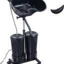 Electric Portable Shampoo Bowl Hair Washing Station, Hair Washing Tray for Sink at Home, Portable Salon Sink Wash Basin for Hairstylist (Black, with 2 Bucket)