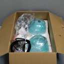 Light Blue Glass Pendant Lights Kitchen Island Globe Pendant Light Fixtures Modern Pendant Lighting for Bedroom Living Dining Room Light Fixture (5.9 in, 2 Pack)