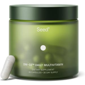 Seed DM-02 Daily Multivitamin - for Adults - 30-Day Supply with Jar | 100% DV Nutrition - 20 Essential Vitamins & Minerals - Immune, Bone, Hair, Skin & Nail Health - Vegan Capsules