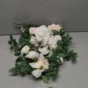 Ling's Moment 2pcs White Wedding Artificial Floral Swag Welcome Sign Flowers Backdrop Garland Green for Ceremony Reception Door Wall Easel Home Decoration Entryway Faux Outdoor Board Table Decor