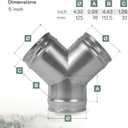 Vent Systems 5" Inch Metal Duct Connector  3-Way Y Fitting for Hose Splitter and Extractor Fan  Durable Galvanized Steel HVAC Adapter with Smooth Surface for Dryer, Exhaust, Ventilation Systems