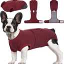 Kuoser Dog Surgery Recovery Suit, Recovery Suit for Female Male Dogs, Dog Onesie After Surgery Spay Neuter, Anti-Licking Pet Surgical Recovery Snugly Suit, Bodysuit for Abdominal Wounds Skin Disease (S (Back:11.4-13.4'', Weight:7-15 LB), WineRed)