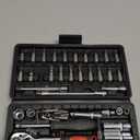 TILIBOTE Socket Wrench Set, 53PCS 1/4 Inch Ratcheting Wrench Set And Extension Bar Gimbal Slide Bar Extension Sockets, Set For Automotive Repair And Home Use.