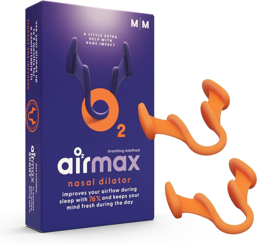 Airmax Unisex Classic Nasal Dilators Two-Pack - Anti Snoring Device for Men and Woman - Improves Airflow - Orange - Medium