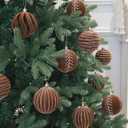3.15INCH Brown Velvet Ornaments for Christmas Tree, 12PCS Glitter Flocked Christmas Ornaments Decorations Balls Set Decor
