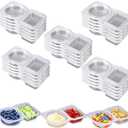 2 x 25-Pack Reusable Snack Containers with Lids, 2-Section Snack Box for Portion Control, Plastic Food Storage, Adult Meal Prep & Outdoor Dipping Containers