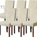 Genina Waterproof Chair Covers for Dining Room 6 Pack Kitchen Chair Covers Parson Dining Chair Slipcover,Beige