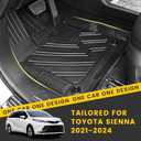 Floor Mats&Cargo Liner Compatible for Toyota Sienna 2021-2025 7 Seat All Weather Mats for Sienna 3rd Row Floor mats & Backrest mat and Trunk with TIRE (Only Fit 7 Seater with Spare Tire)