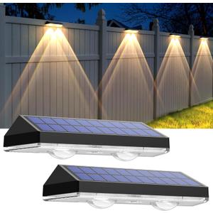 Solar Fence Lights - 2PK Solar Outdoor Light Warm White/Daylight White/Cold White 3 Modes Deck Lights for Outside, Deck Fences, Stair Railings, Pools and Walls (3000/4000/6000K)