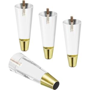 uxcell Acrylic Furniture Legs 6 inch Set of 4, Replacement Sofa Feet Cabinet Modern Clear Decor DIY for Couch, Bench, TV Stand, Chair, Dresser (150mm)