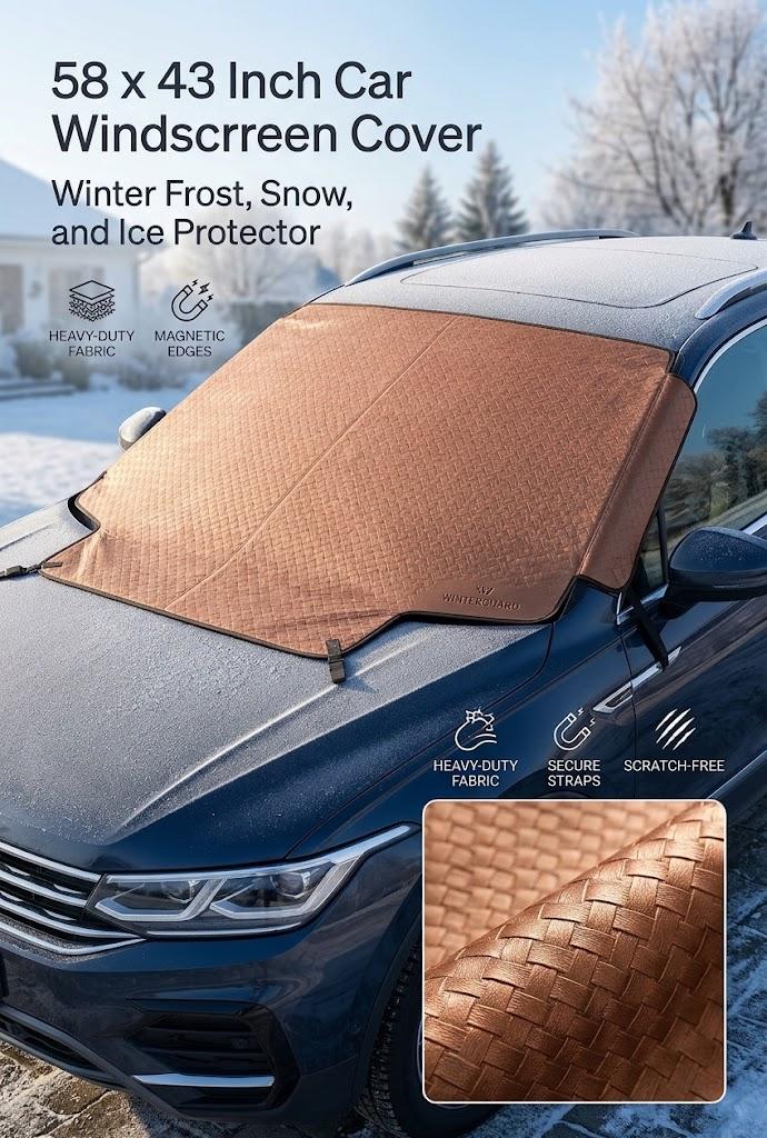 58 x 43 Inch Car Windscreen Cover Winter Frost Snow Protector