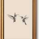 MakeRight Gold Framed Wall Art Vintage Wall Decor Hummingbird Canvas Art Sketch Pictures Minimalist Paintings Farmhouse Artwork For Bedroom Bathroom Living Room, 16x24 In