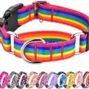 Hikiko Martingale Collar for Dogs Adjustable Soft Nylon Dog Collars with Cute Patterns for Small Medium Large DogRainbow,Small