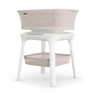 UPPAbaby Soma Smart Bassinet 5 motions + 5 speeds + 4 Sounds with MotionSync Technology Height Adjustable Included Mattress, Sheet + Storage Basket Charlie (Sand Mlange)