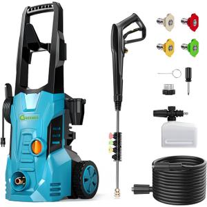 GREENER Electric Pressure Washer 4200 PSI, 4 Quick Nozzles, 2.8GPM, High Pressure Washer with 50ft Outlet Hose, Power Washer Electric Powered with Soap Cannon for Car, House, Patio Cleaning (4200PSI-4 Quick Nozzles)