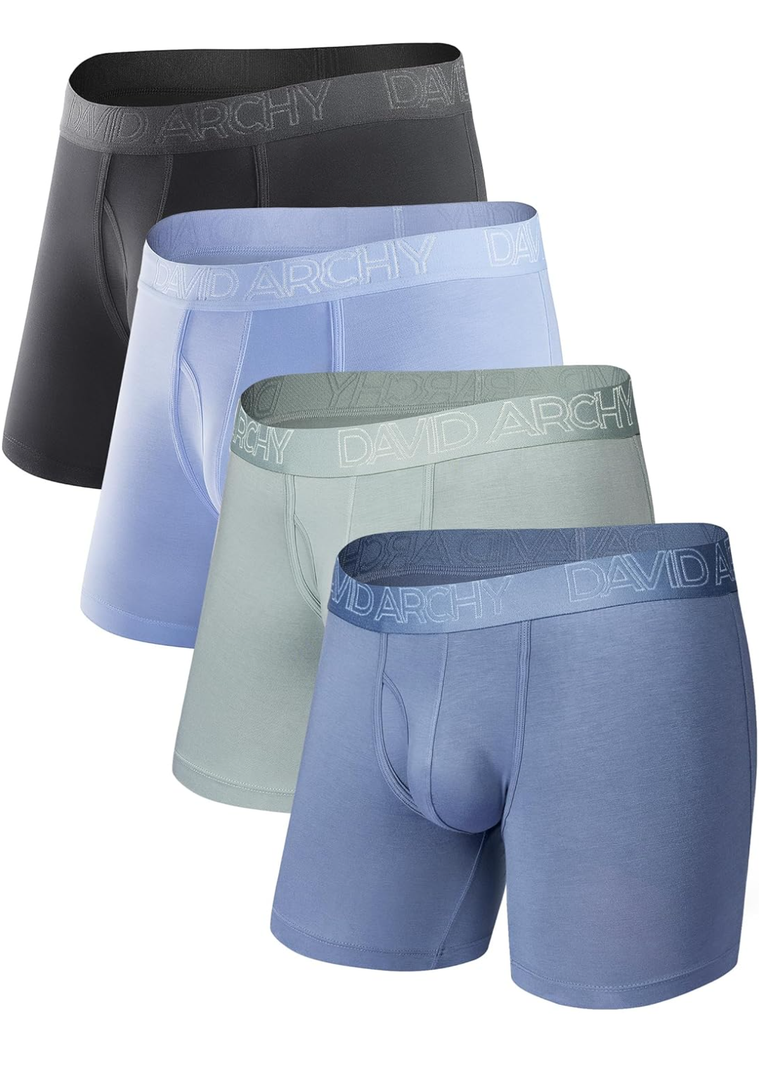 DAVID ARCHY Mens Underwear Boxer Briefs Breathable Soft Moisture-Wicking with Fly Underwear for Men Multipack (Medium)