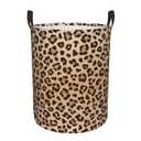 Leopard Print Round Laundry Hamper Animal Skin Texture Storage Basket Toys Clothes Organizer Bin For Home Bathroom Bedroom Dorm Nursery, 38l