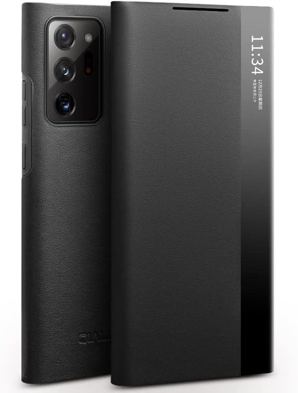 Case for Samsung Galaxy Note 20 Ultra Slim Holder Holster Genuine Leather Sleeve Protection Cover Luxury with Smart View Case for Samsung Galaxy Note 20 Ultra(Black, 6.9 inch)