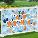 Cartoon Theme Happy Birthday Backdrop Kids Decor Blue Orange Photography Background Banner Baby Shower Photo Props Holiday Party Supplies 5x3ft