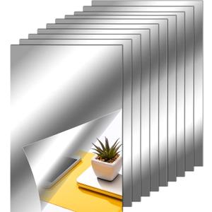 Zonon Flexible Mirror Sheets Self Adhesive Non Glass Mirror Tiles Stickers for Home Wall Decor(10 Pieces,6 x 9 Inches)