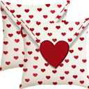 Valentine Pillow Covers 18X18 Set of 2,Red Love Heart Envelope Decoration Outdoor Cushion Cases for Valentines Decor Decorative for Home Couch Patio White