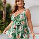 Hanna Nikole Plus Size Tankinis Swimsuits for Women, Twist Knot 2 Piece Bathing Suits Swim, Tummy Control Flowy Swimwear (Green)