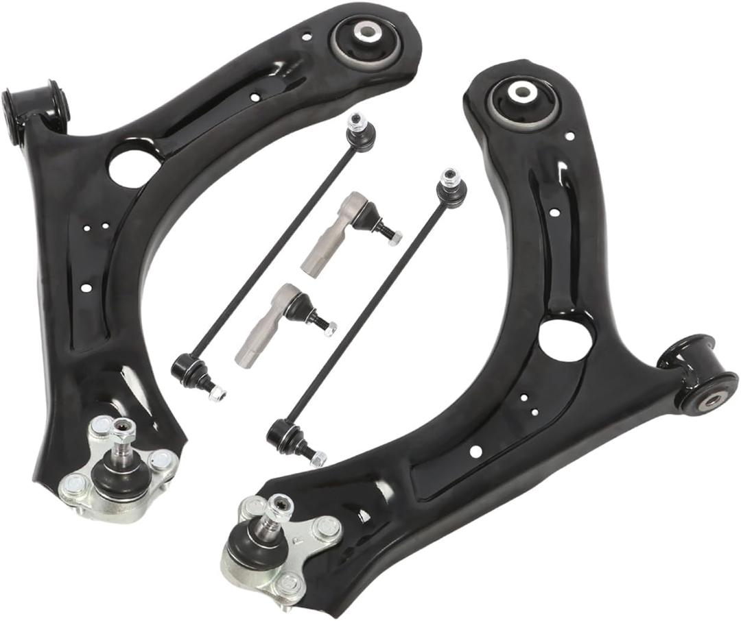 6pcs Front Lower Control Arms Sway Bars Tie Rods Kit Compatible with Passat Beetle 2012-2017 FWD w/Ball Joints Left Right Suspension kit MS70180 MS70181 K80478 ES80666 ES80667