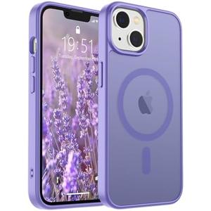 SUPFINE Magnetic for iPhone 14 Case & iPhone 13 Case (Compatible with MagSafe)(Military Grade Drop Protection) Slim Translucent Matte Shockproof Phone Cover,Purple