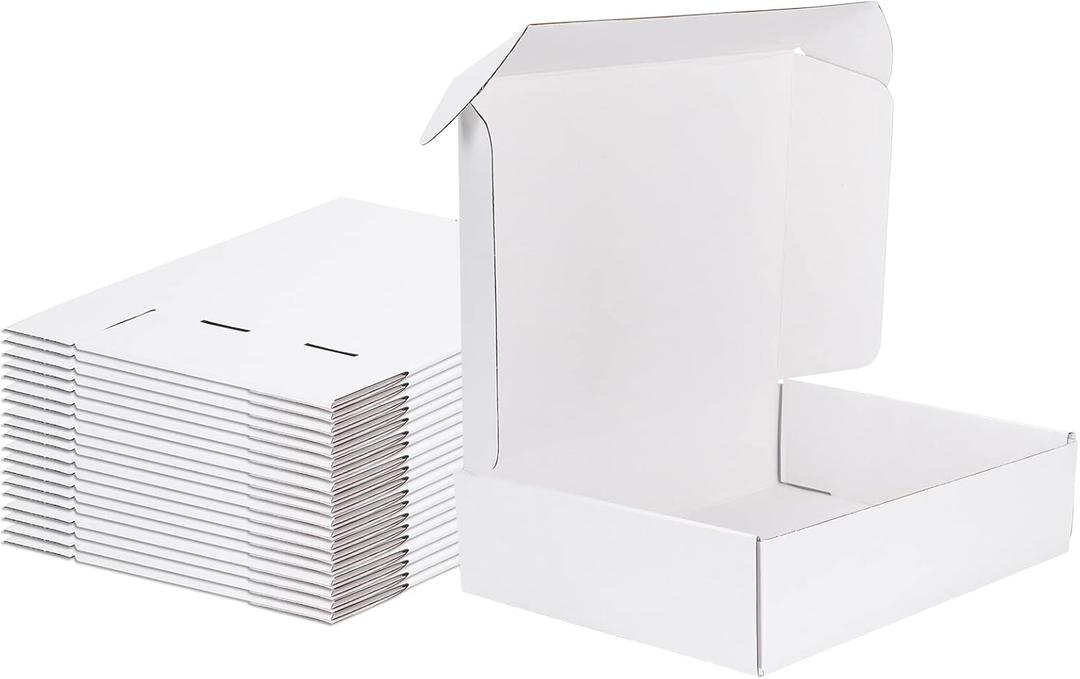 MEBRUDY 12x9x3 Shipping Boxes, 20 Pack White Literature Mailer Corrugated Cardboard Box for Small Business Mailing Packaging (All White)