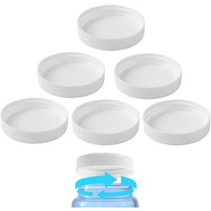 (6-Pack) Calvana 53mm Reusable Water Jug Caps, Lids for 3 and 5 Gallon Water Jug, Water Bottle Cover Screw Top, Compatible with American Maid Plastic Water Bottles and Jugs Ranging, PP Material, White