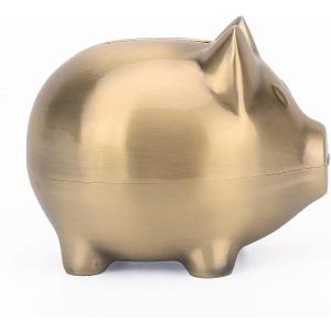 Vintage Small Tiny Piggy Bank Creative Metal Alloy Cartoon Money Bank Cute Coin Bank Pig Penny Coin Saving Pot Box with Stopper for Boy Kid Tiny
