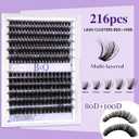B&Q Volume Lash Clusters Kit 280PCS Lash Extension Kit Thick 3D Wispy DIY Eyelash Extension Set with Individual Lashes, Lash Bond and Remover,Tweezers(80D+100D)
