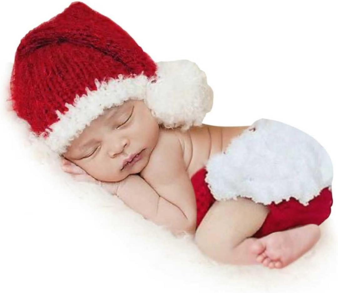 ForBaysy Newborn Baby Christmas Photo Props Outfit Infant Boys Girl Photoshoot Costume Red jumpsuit With Xmas Hat (Cute Santa Man-outfits)