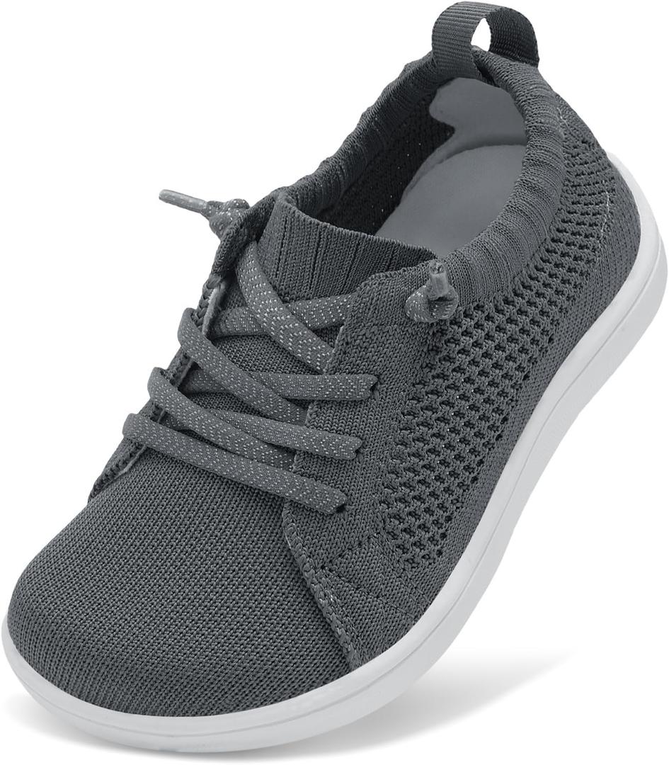 LeIsfIt Toddler Shoes Girls Boys Wide Shoes Kids Barefoot Shoes Zero Drop Minimalist Sneakers Slip on Tennis Shoes Dark Grey 7 Toddler